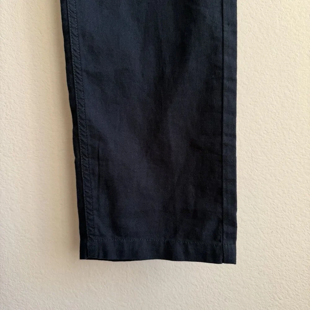 Ben Sherman Mens 32x32 Navy Blue Pants Slim Fit Linen Blend Flat Front (33x29.5)